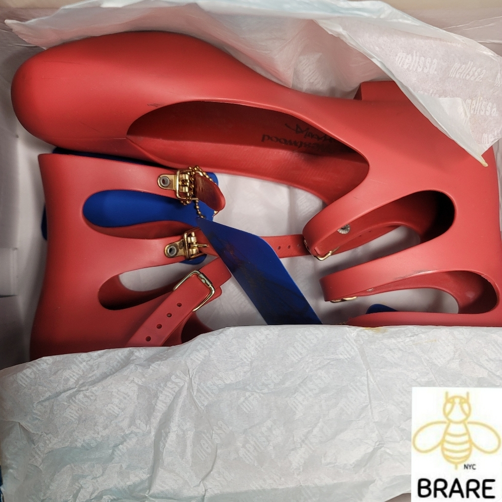Melissa orange 3 buckle shoes
